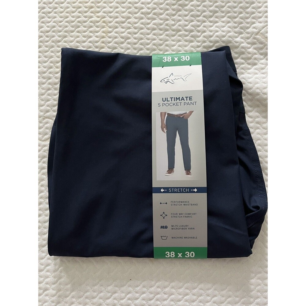 NEW Greg Norman Mens Ultimate Luxury Stretch 5 Pocket Navy Blue Pants Size 38x30 - Picture 2 of 8